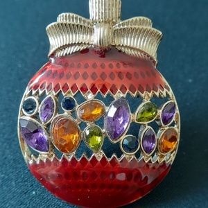 Enamel and Crystal Holiday Ornament Pin